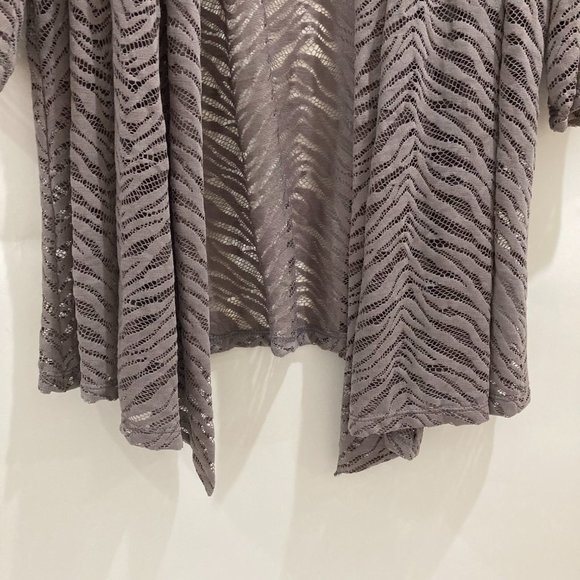 NWOT Susan Graver Women's Stretch Lace Cardigan Open Front 3/4 Sleeve Gray XXL - Picture 6 of 8